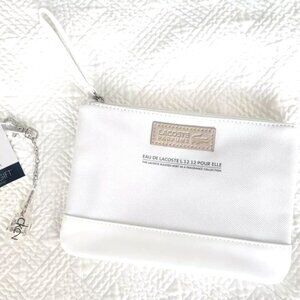 NEW! Luxe SET Lacoste Pouch Clutch Cosmetic Bag + Calvin Klein Headphone Spliter